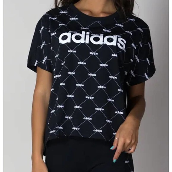 adidas Tops - 🌞 Adidas logo crop t-shirt XS black white
